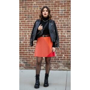 Esprit Wool-Blend Colorblock Mini Skirt NWT 9/10 Pink Orange Red